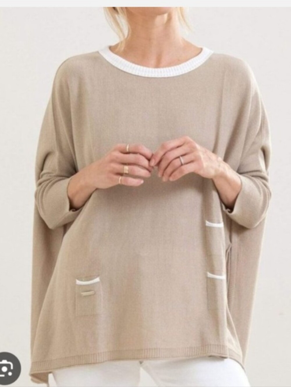 Mersea Catalina Sweater Taupe/Cream OS $108 Like New!